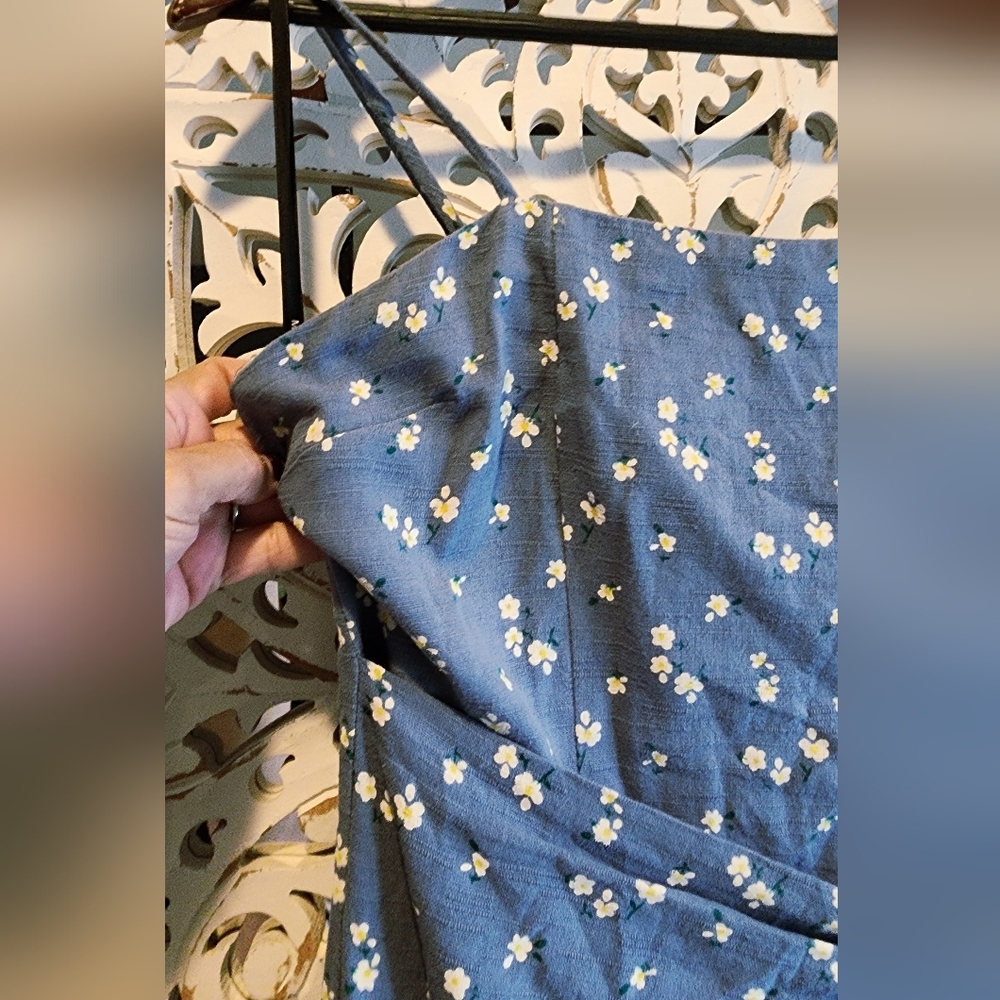 MAJORELLE ANNA BLUE DOSTY FAUX WRAP MINI DRESS FLORAL WOMENS. SIZE SMALL - Picture 9 of 14